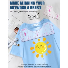 Vowlove Tshirt Ruler Guide for Cricut Heat Press, Shirt Measurement Tool Vinyl Alignment Placement Center Design DTF Template Left Pocket Logo, Sublimation Accessories Iron on HTV Heat Transfer Vinyl