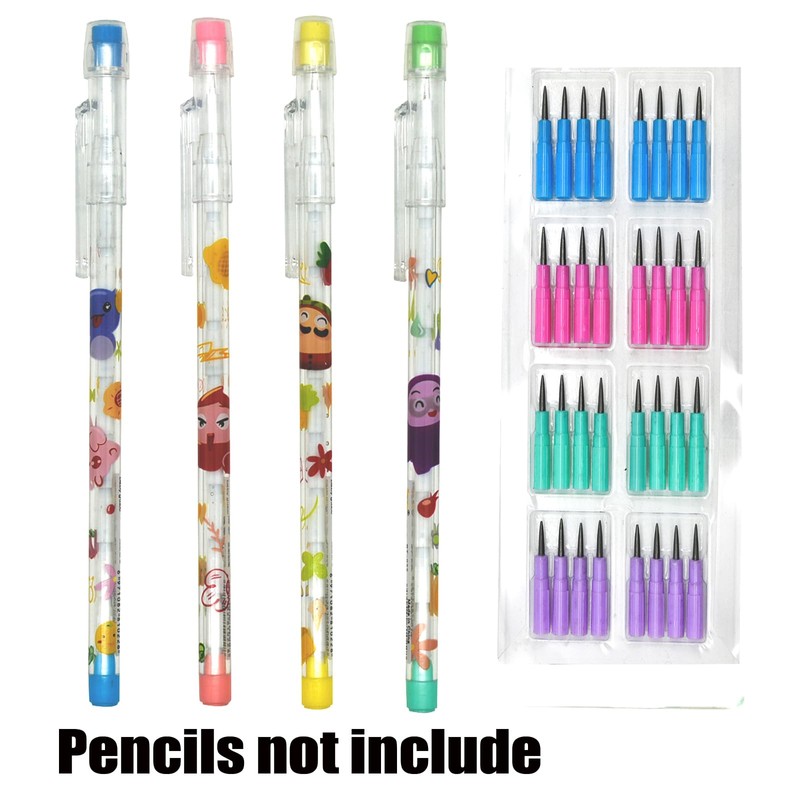 Lopenle 12 Packs Stackable Pencil Refills Non Sharpening Pencil Nibs