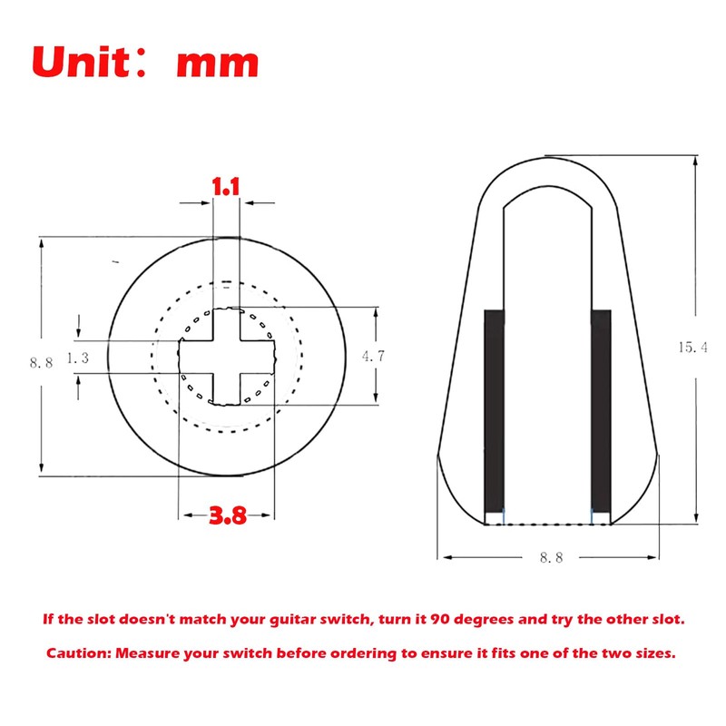 2pcs Guitar 5 Way Pickup Switch Tip Metal Switch Cap