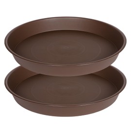 Bleuhome 2 Pack of 18 19 inch Plant Saucer Drip Tray, 17 19 21 23 25 27 inch Heavy Duty Large Deep Plant Saucers for Pots, Plastic Flower Planter Water Trays for Indoors Outdoor (19", Brown)