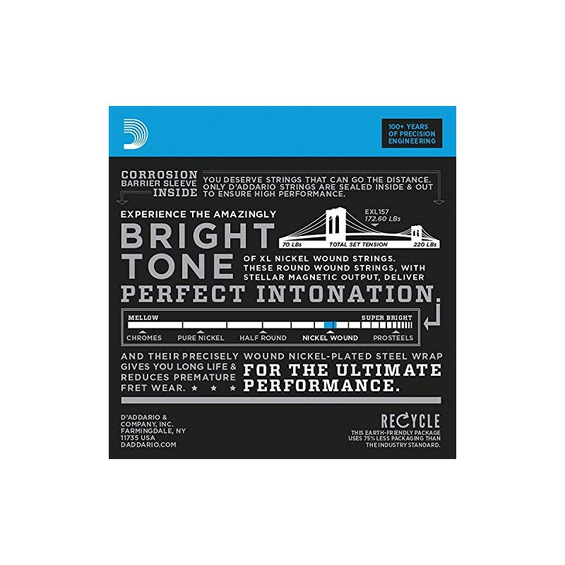 D'Addario Baritone Electric Guitar Strings | EXL157 | 3 SETS