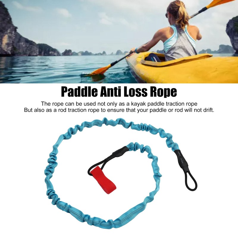 2Pcs Kayak Paddle Leash Nylon Rubber Corrosion Resistant Stretchable Anti