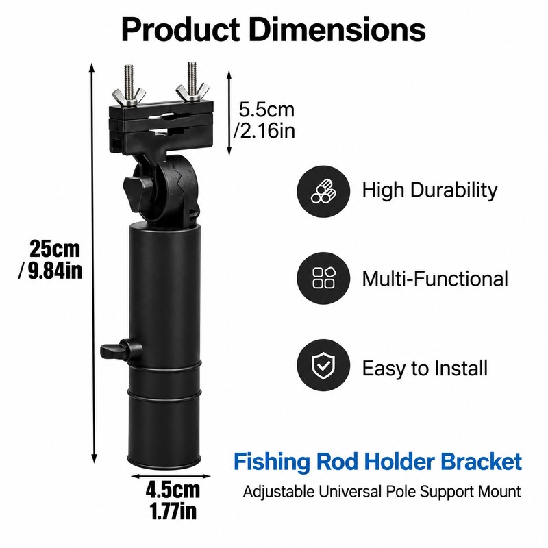 Universal Golf Cart Umbrella Holder – 360° Adjustable Clamp Mount