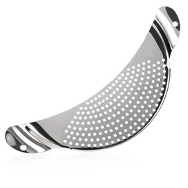 1 x Pot Strainer in Half Moon Shape Stainless Steel Draining Strainer Pot Pasta Strainer Stainless Steel Sieve Attachment for Pots and Bowls Space-Saving Drip Aid for Cooking Pots, Diameter 33 cm