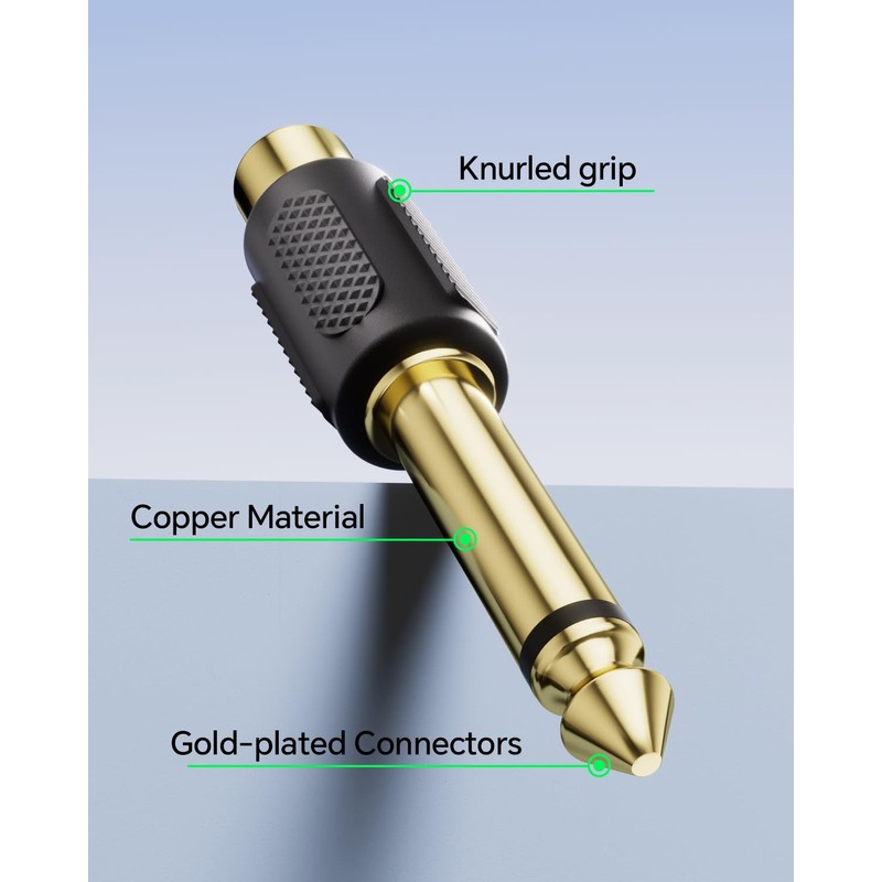 VCE RCA to 1/4" Audio Adapter, 6.35mm Mono Plug Male