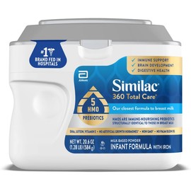 Similac 360 Total Care Infant Formula, Has 5 HMO Prebiotics, Our Closest Prebiotic Blend to Breast Milk, Non-GMO, Baby Formula Powder, 20.6-oz Tub