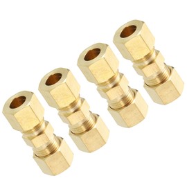 uxcell 3Pcs Compression Pipe Fittings, 5/16" Brass Compression Union Straight Connector Adapter Coupling for Gas Liquid Transport Connect Pipelines and Leakproof