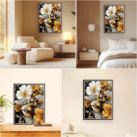 EOBROMD Paint by Numbers Adult Kit Bee Flowers, DIY Kits Crafts for Beginner on Canvas, peinture a numero adulte Paint for Home Decor 40x50cm(Without Frame)