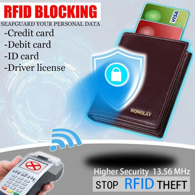 WOWOLAY Wallet for Men Larger Capacity Genuine Leather Bifold with