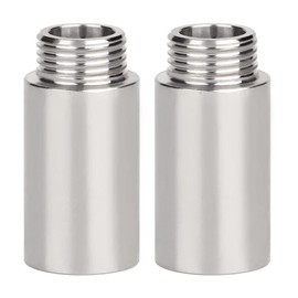 Fitvell Stainless Steel Pipe Fitting Shower Arm Extension 40mm Length G 1/2 Male to G 1/2 Female BSP Thread Shower Head Extender (pack of 2)