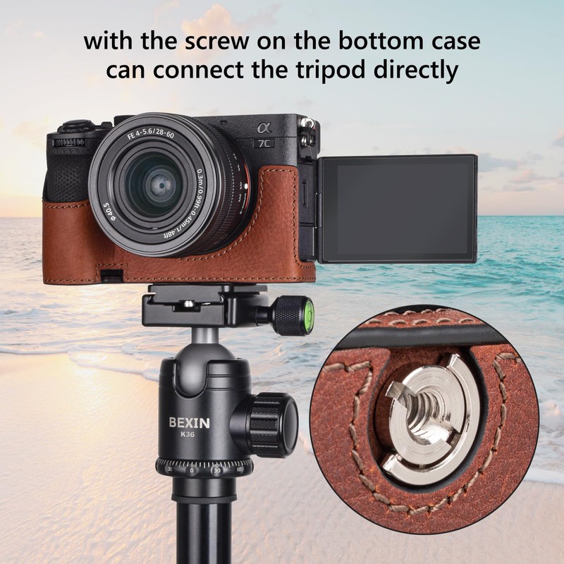 MUZIRI KINOKOO Alpha 7C II Case, Retro Style Genuine Leather