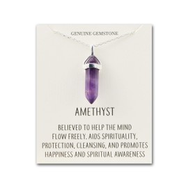 Philip Jones Amethyst Gemstone Necklace with Quote Card
