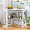 VECELO Corner Home Office Desk Table w/Charging Port Keyboard Tray
