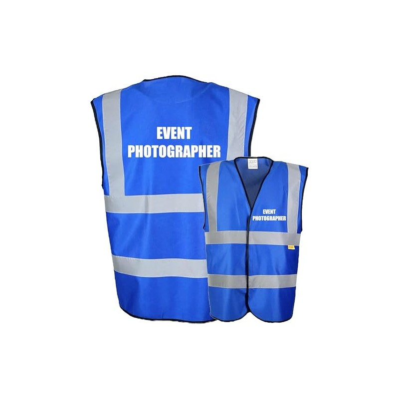 BLUE Hi Vis vest EVENT PHOTOGRAPHER Vest Waistcoat Safety Vest