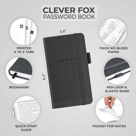 Clever Fox Password Book Pocket – Small Internet Address & Password Journal Organizer – Computer & Website Log-In Keeper Notebook (Mystic Gray)