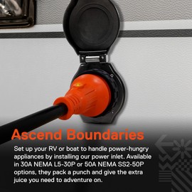 True Mods 30A RV Inlet Shore Power Supply Outlet Receptacle Plug for Marine Boat [NEMA L5-30P Male 125V] [Twist-Lock] [LED Light Indicator] [Waterproof] [For 3/14 AWG Wires] [ETL Approved] - BLACK