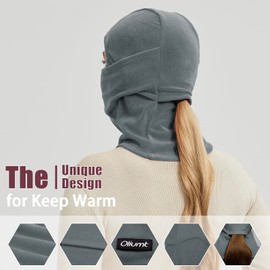 Balaclava Ski Mask Winter Waterproof Face Mask for Men Women Cold Weather Gear Skiing Snowboarding Neck Gaiter (US, Alpha, One Size, Black/Dark Grey)