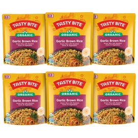 Tasty Bite Organic Brown Rice Garlic, 8.8 Ounce, Pack of 6, Ready to Eat, Microwavable, Gluten-Free Garlicky Rice
