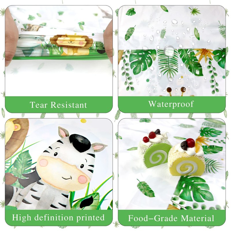 Heboland 2 Pack Jungle Safari Party Table Cloth Table Covers,274