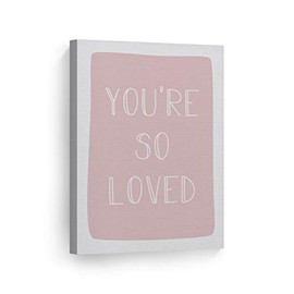Smile Art Design You're So Loved Lettering Pink Background Canvas Print Kids Room Decor Wall Art Baby Room Decor Kids Room Decor Nursery Decor Ready to Hang Made in The USA 22x15