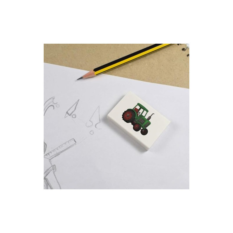 2 x 45mm 'Green Tractor' Erasers/Rubbers (ER00046941)
