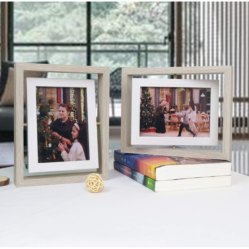 Smiling Art Creative Wooden Picture Frame for 2 Photos with