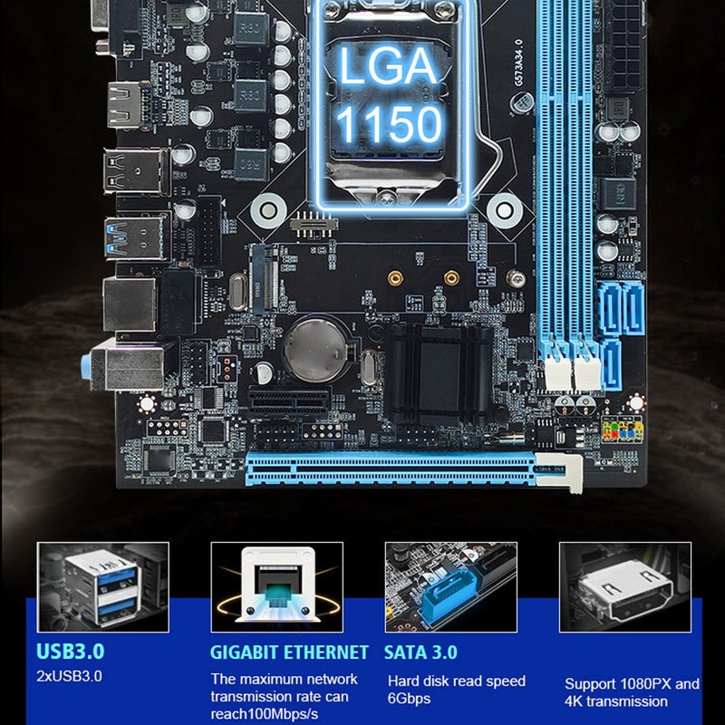 H81 Motherboard Micro ATX, Support for Intel 4th Gen Processors