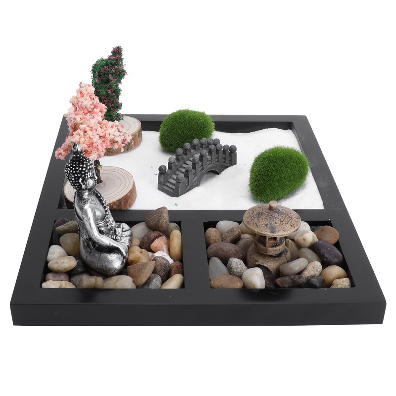 Zen Garden Sand Table Buddha Statue Sandbox Japanese Style Desktop