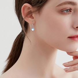 Celtic Knot Earrings for Women Sterling Silver Natural Stone Irish Tear Dangle Earrings Jewelry Gifts, Sterling Silver