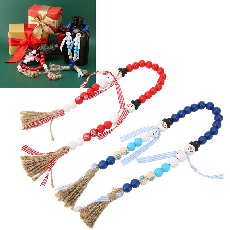 Wooden Bead String DIY Christmas Party Decoration Wall Hanging Long