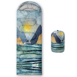 BSNTHO Abstract Ink Painting Printed Camping Sleeping Bags,3 Season Warm & Cool Weather,Lightweight,Waterproof Sleeping Bags for Adults & Kids,Traveling,and Outdoors,Camping Gear Equipment,31x90inch