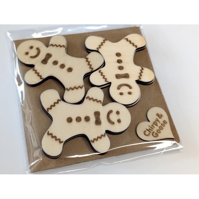 Chirpy & Goose Wooden Gingerbread Man Shapes, 6cm x 5cm,