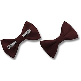 Great British Tie Club Men's Satin CLIP ON Bow Ties (Burgundy)