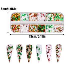 Nail Hologram Christmas Snowflake Ultrathin Nail Sequin Glitter Face Body Makeup Nail Art Decor Parts Christmas Party (1 Case)