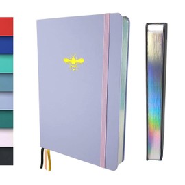 Schloss Planner A5 Bullet Journal | 180 g/m² Extra Thick Bamboo Paper | 160 Pages | Dotted / Dot Grid | Sustainable Notebook/Diary | Silver Book Cut (Bee, Lavender)