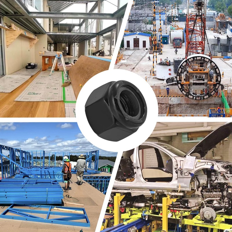 20PCS 5/16"-18 Lock Nuts,304 Stainless Steel,Black Oxide Nylon Insert Locknuts