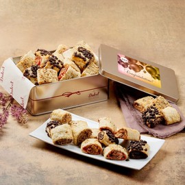 Dulcet Gift Baskets Congratulations All Flavored Flaky Rugelah Gift Tin Assortment- Chocolate Chip-Cinnamon Sugar- Raspberry -Apricot- Gift for for Men, Women, Corporate, Friends & Family