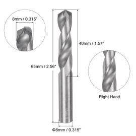 QUARKZMAN Solid Carbide Drill Bit 8mm (0.315") YG6X/C3 Micro Grain Tungsten Carbide Twist Drill Bit with Straight Shank for Drilling Stainless Steel, Aluminum, Metal and Plastic