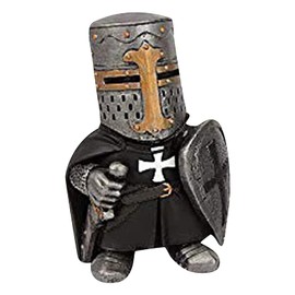 Lrxinki Knight Statues Ornaments, Resin Knight Gnome Guard Garden Sculpture, Medieval Knight Armor Gothic Statue, Templar Figurine for Protecting Your Garden (H)