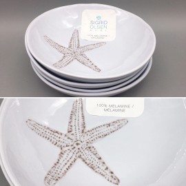 Sigrid Olsen 4 SIGRID OLSEN Starfish Melamine Salad Bowl Set Cereal Textured Beach Sand Ocean