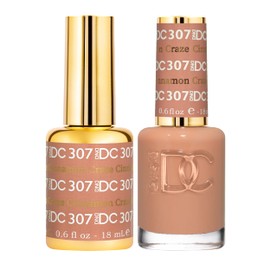 DND DC Gel Polish Set, Deep Nude Collection, UV/LED Gel Polish and Air Dry Nail Lacquer, Matching Chip-Free Polish Duo, 307 Cinnamon Craze, 0.5 Fl Oz
