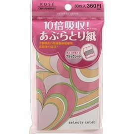 Kose Convenience Select Celebrity Ultra Strong Oil Blotting Paper, 80 Sheets (Set of 3)