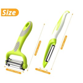 Vegetable Peelers 2-in-1 Combo Pack – Stainless Steel Swivel & Julienne Peelers – Perfect for Peeling and Slicing Fruits & Vegetables – Durable, Easy to Clean- Best Gift | Green