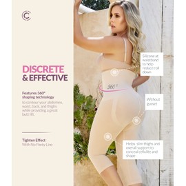 CURVEEZ High Waist Compression Pants - Anti Cellulite Shapewear Tummy Control Capri Leggings - Fajas Colombianas (Plus and Regular Sizes) (No Open Crotch, X-Large, Nude)