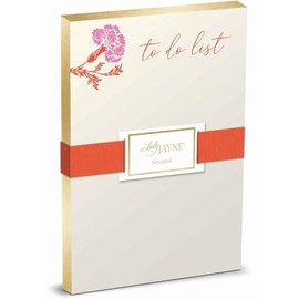 Lady Jayne Prairie Rose To Do List Notepad, 4 x 6 Inches, Gold Gilded Edges, 125 Color Printed Sheets, Pink Floral Design, Single Flower 12983