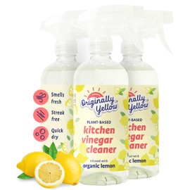Originally Yellow Plant-Based Kitchen Cleaner | Powered by Natural Vinegar & Infused with Organic Lemon | Multipurpose Kitchen Counter Cleaner Works on Tile, Wood, Granite, & Marble, 16 Fl Oz (3-Pack)