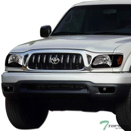 TLAPS 7422441044086 Compatible With 2001-2004 Toyota Tacoma Black Housing Headlights With Signal Bumper + Corner Lamps Amber Reflector 6-Pieces Design