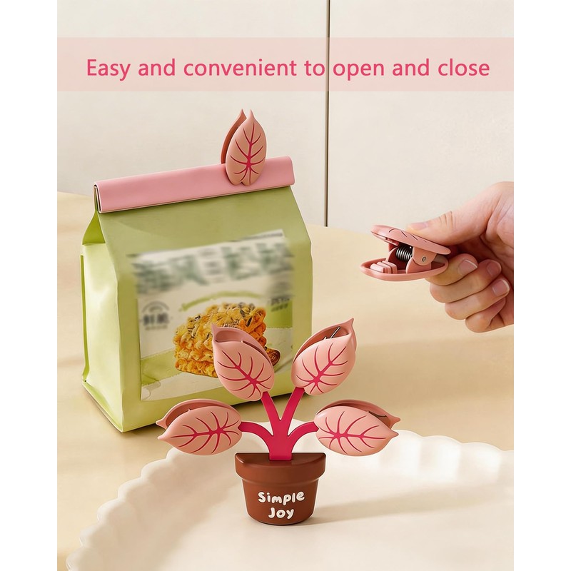 Magnetic Clips for Refrigerator 4-Leaf Plant-Inspired Bag Clips for Food