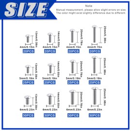 Glarks 300Pcs M4 M5 M6 Aluminum Brazier Head Solid Rivets Length 13mm 14mm 20mm 25mm High-Strength Solid Brazier Rivets Fasteners for Metal Joining and Repair