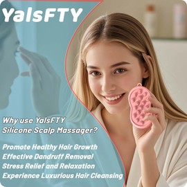 YalsFTY Silicone Scalp Massager Shampoo Brush – Ergonomic, Waterproof Scalp Scrubber for Hair Growth & Dandruff Removal – Ideal for Wet & Dry Hair Care